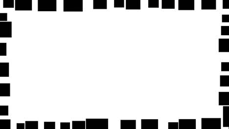 black blocks frame around a white background, stop motion border animation