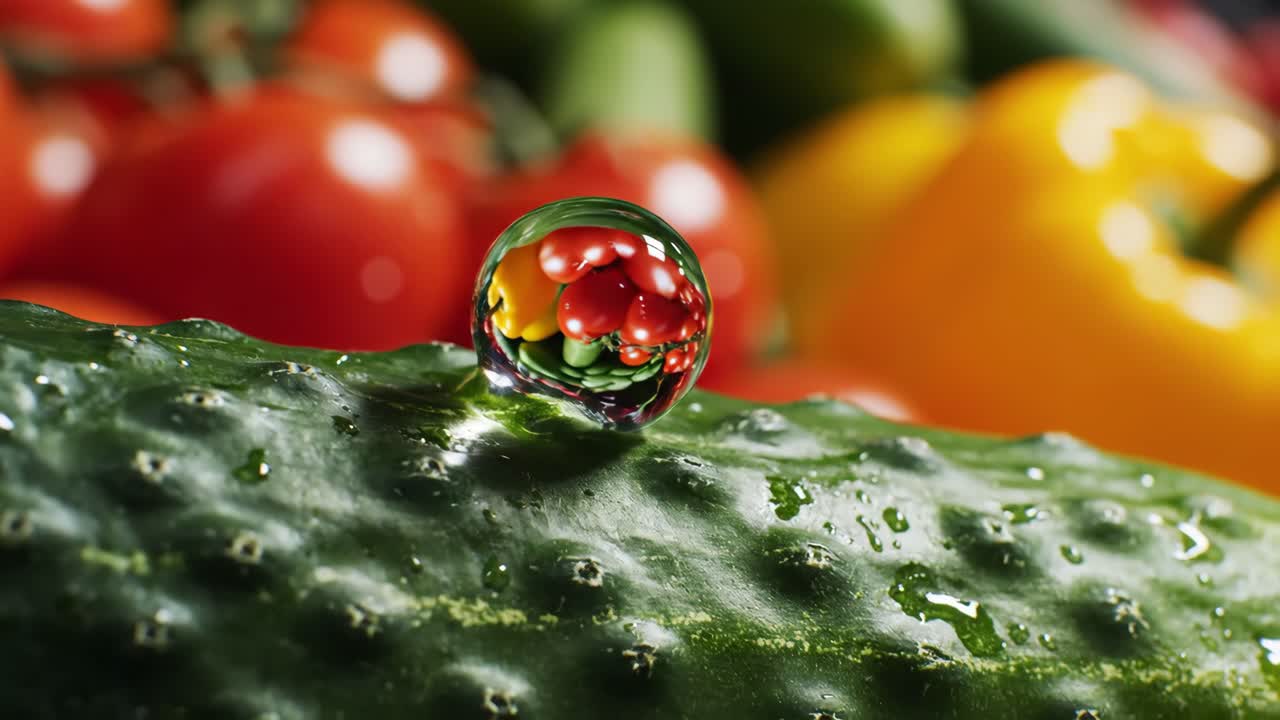 Fresh vegetables with water droplets
