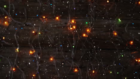 composición de video con nieve sobre las luces en el escritorio