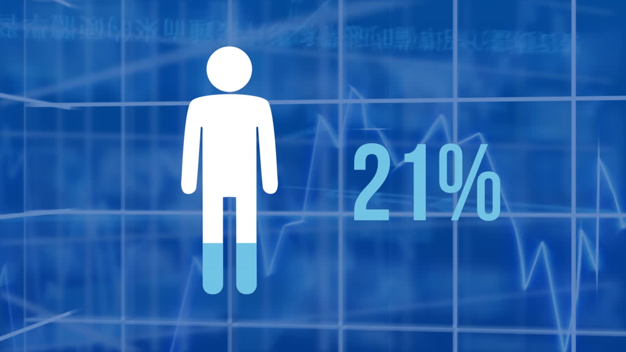 남성 모양과 숫자가 화살표와 격자 움직임으로 색으로 가득 차 있습니다.