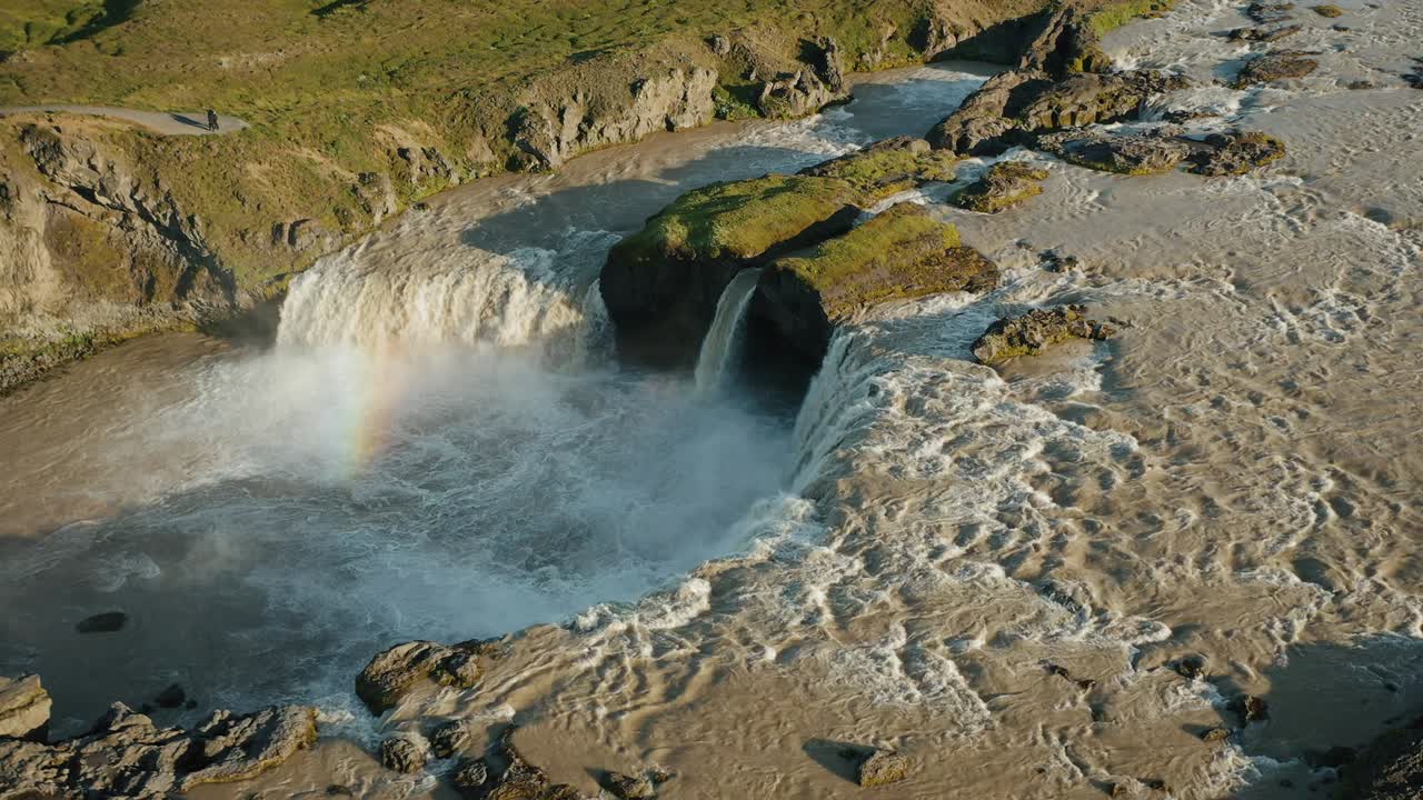 아이슬란드 풍경 드론 도 영상 고다포스 폭포 가장 유명한 관광 명소
