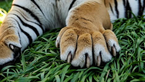 tiger paws on grass