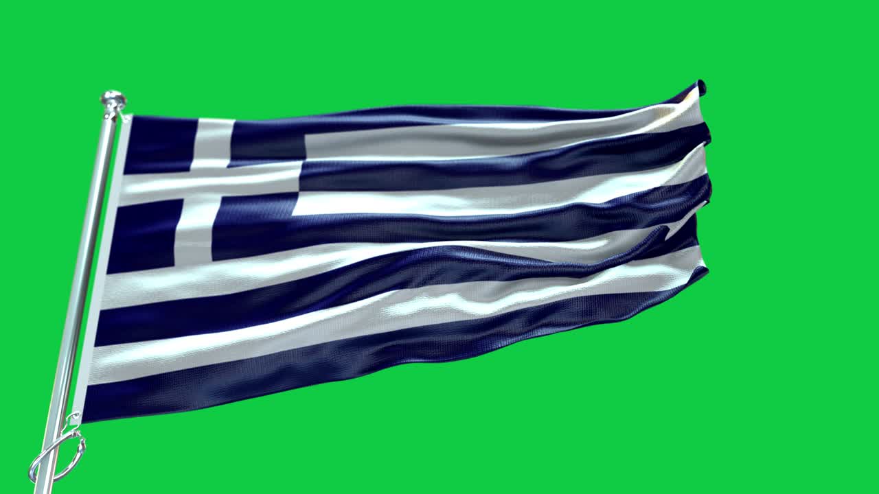 4k Højt detaljeret flag fra Grækenland - Grækenlands flag i høj detalje - Nationalflag Grækenland bølge mønster loopbare elementer