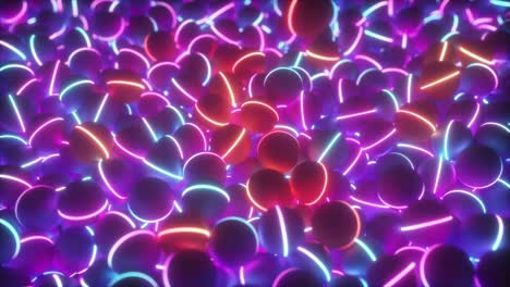 pile of abstract neon ultraviolet colorful glow spheres and balls