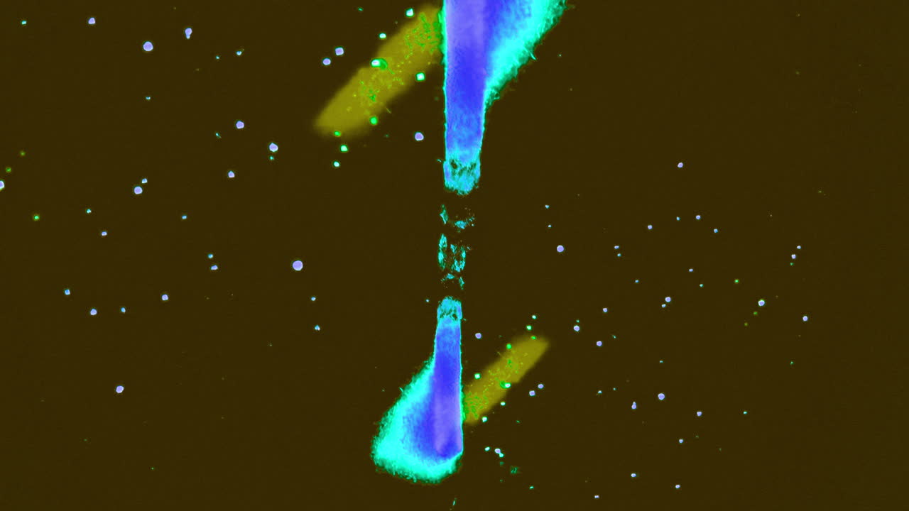 Transition de glitch abstraite vibrante avec particules numériques