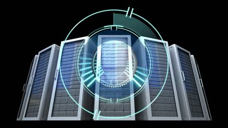 animación del escaneo del alcance sobre servidores de computadoras