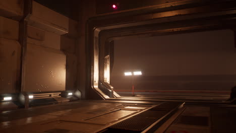 corredor oscuro y atmosférico de la nave espacial