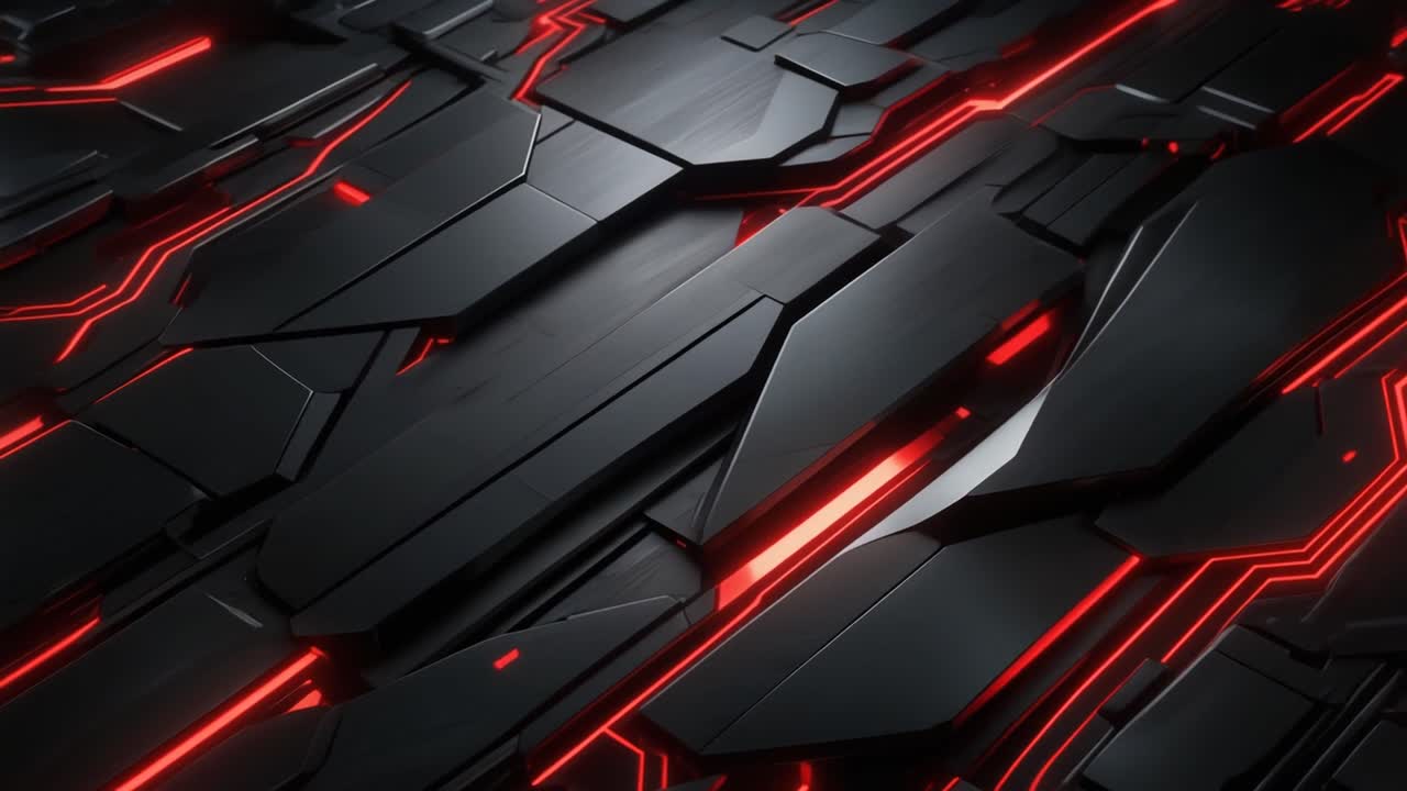 Dynamic Futuristic Background with Red Glowing Lines and Geometric Shapes