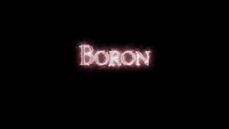 boron, chemical element, written with fire. loop