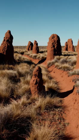 ant mounds in an arid landscape