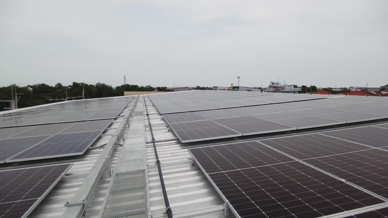 4k antena de techo solar del almacén, avión no tripulado