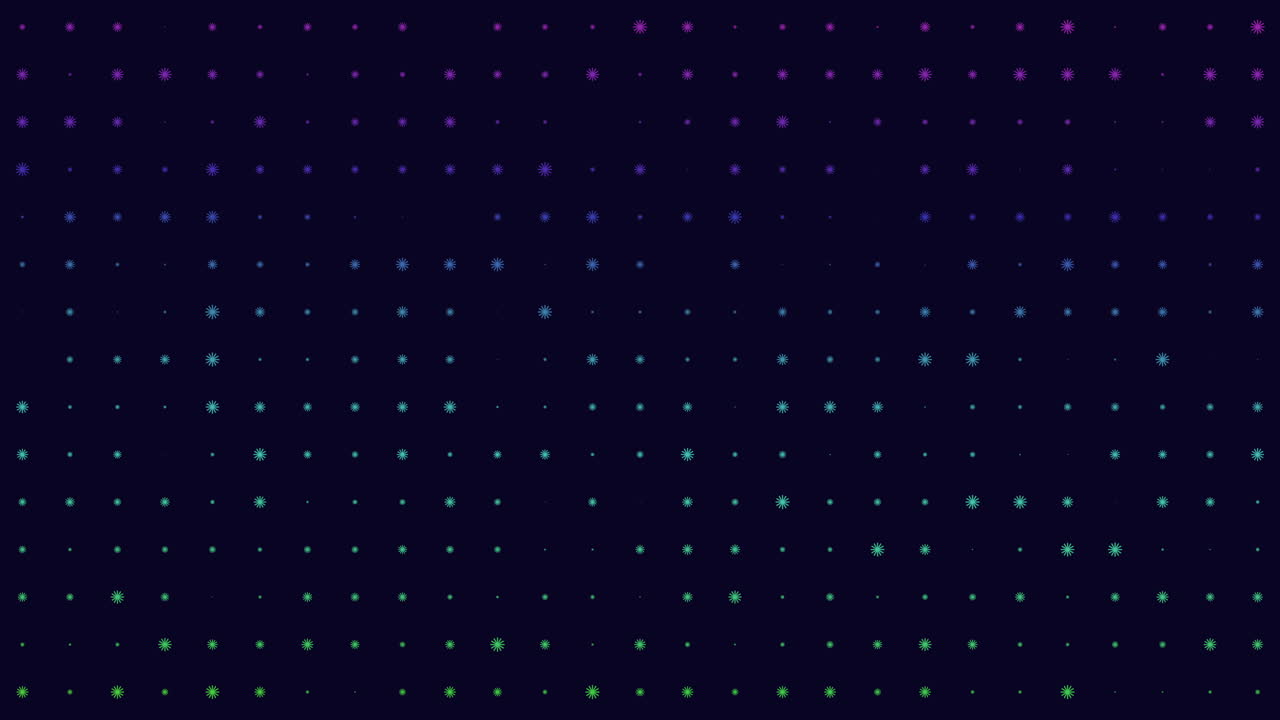 cuadrícula colorida de puntos en un fondo oscuro