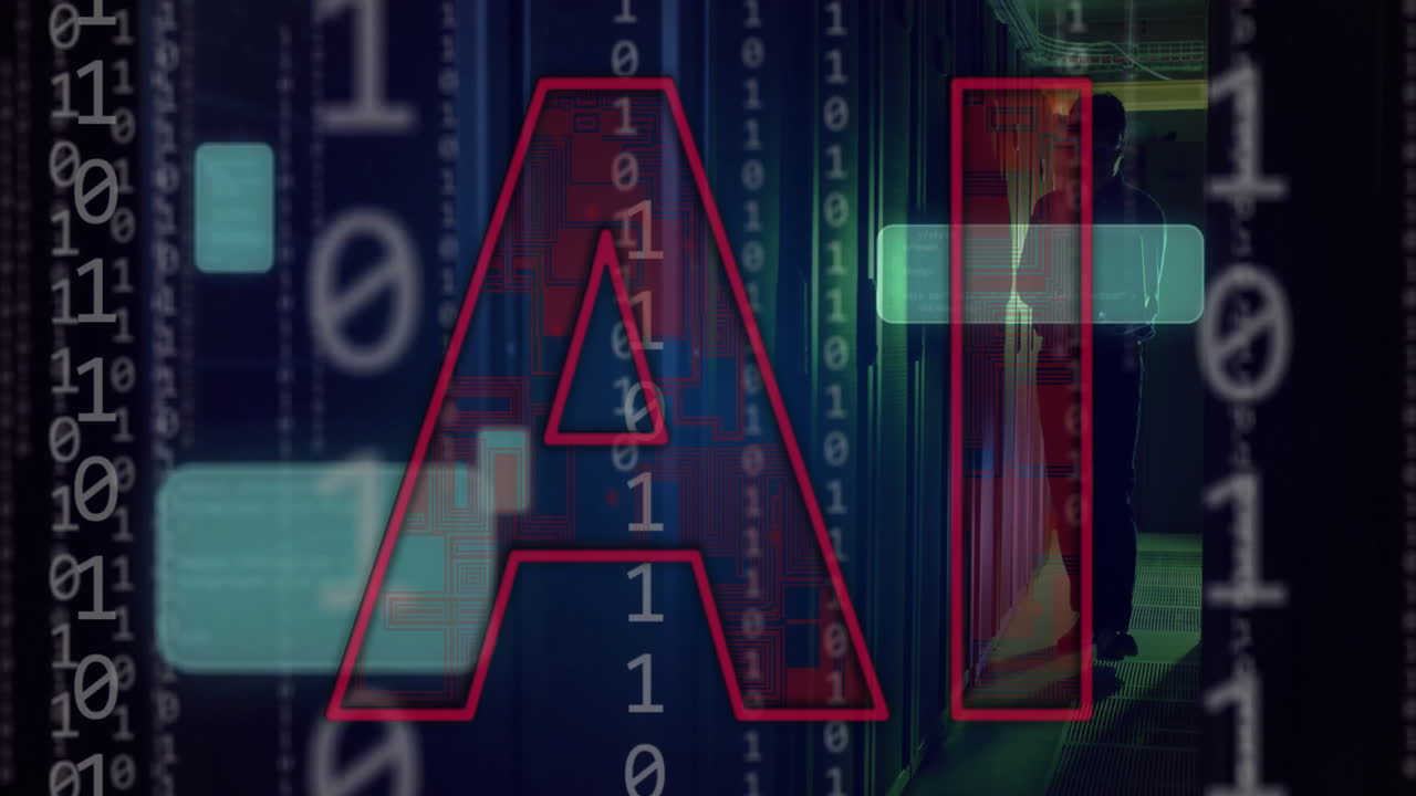 animación de un texto y procesamiento de datos a través de servidores informáticos