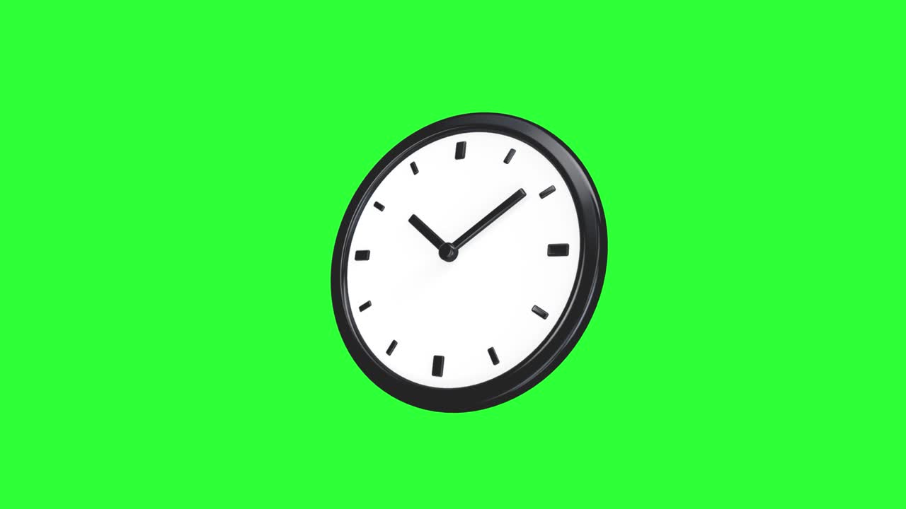 Clock 3D Animation Green Screen 4K