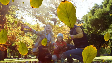 animation of falling yellow over caucasian family