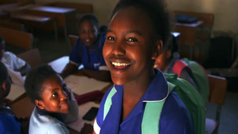 portrait of a young schoolgirl smiling 4k