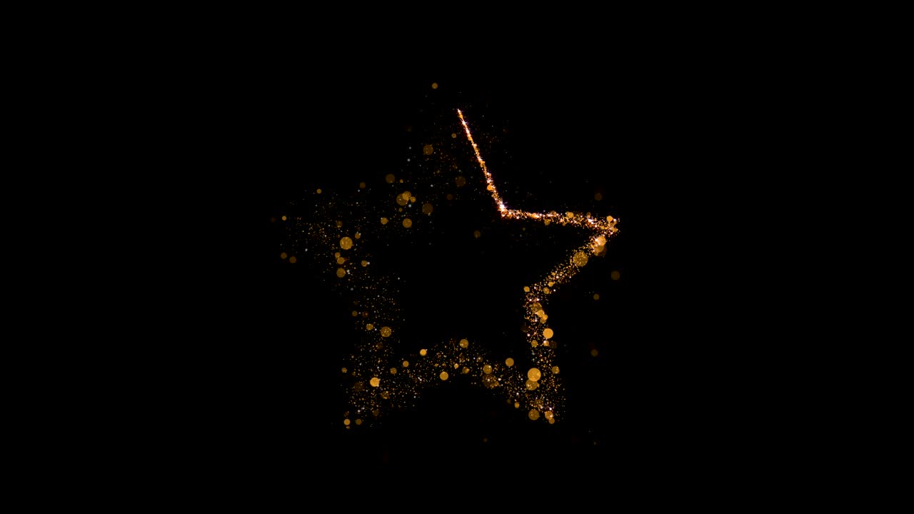 las partículas brillan como estrellas. las partículas brillantes como oro. el fondo. el bucle