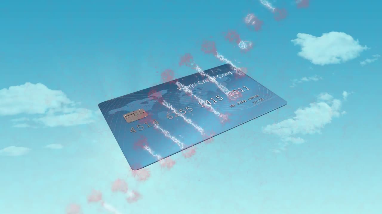 animación de una cadena de adn girando sobre una tarjeta de crédito