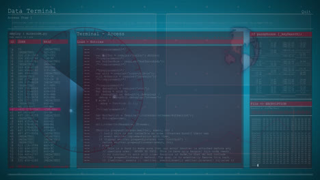 animación del procesamiento de datos en pantallas y escaneo de alcance