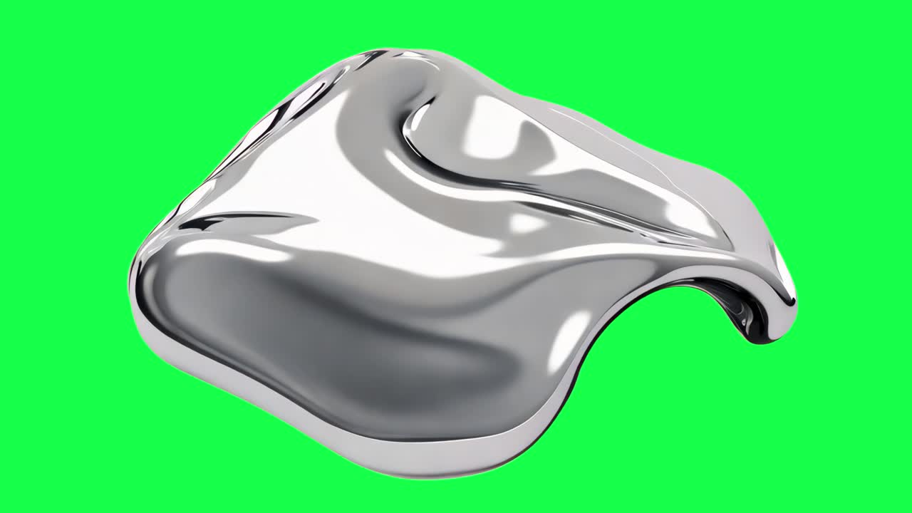 Chrome 3d shape animation, transparent 4K video, green screen