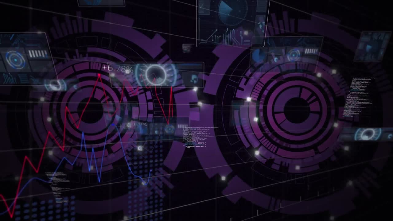 Animation of data processing and scan scope over globe on dark background