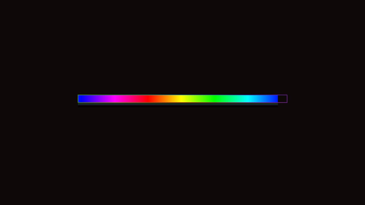 A progress bar and loading bar is designed with bright colors suitable for video creation. The design features a smooth gradient transition from blue to red to green across the bar
