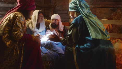 nativity scene with the three wise men