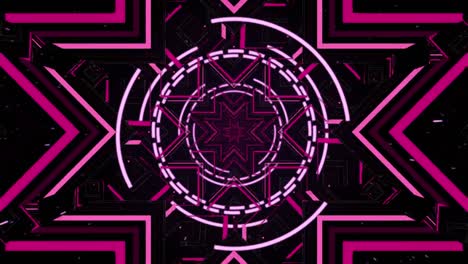 animación de formas de caleidoscopio de neón rosa sobre el escaneo de alcance
