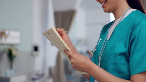 Woman,-doctor-and-hands-writing-prescription