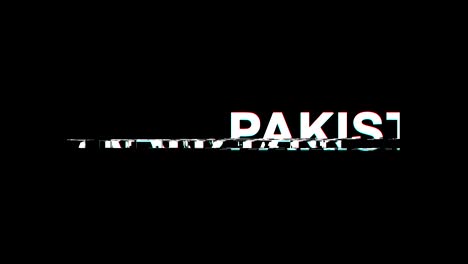 pakistán efecto glitch texto distorsión de televisión digital animación en bucle 4k