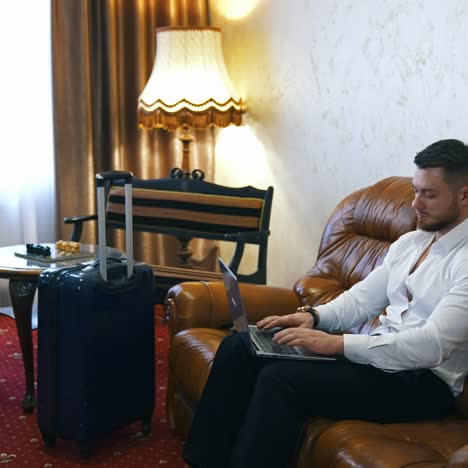 businessman working in hotel