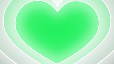 animation white heart shape frame isolate with green background.