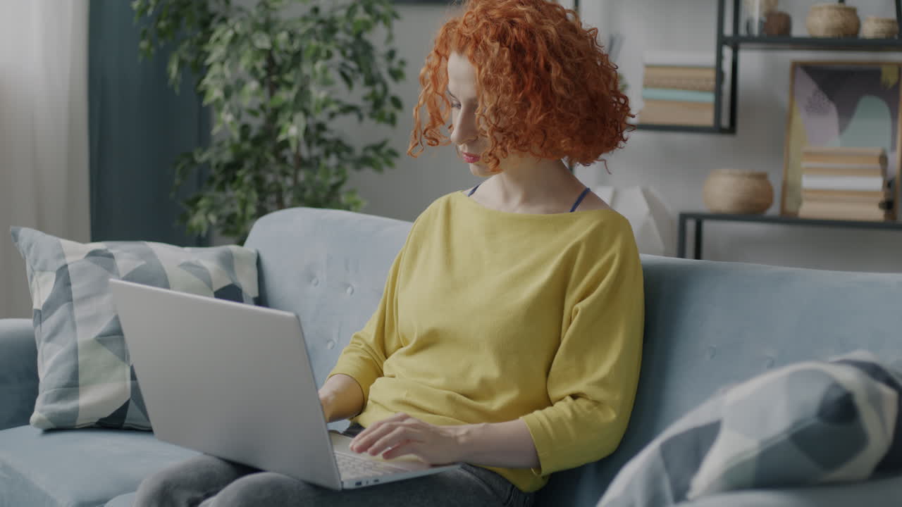 Woman working from home on a laptop