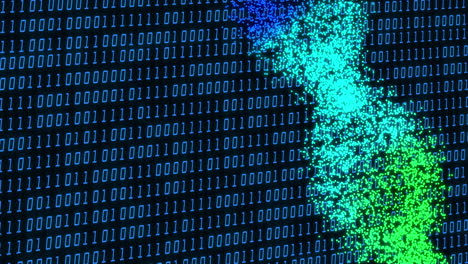 Animation of data processing with dna strand on black background