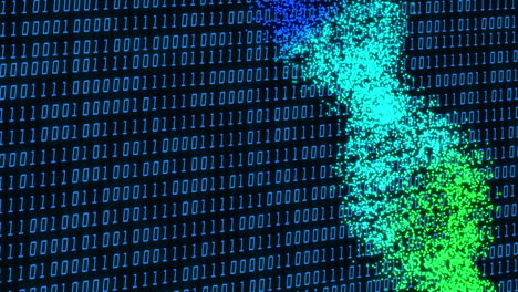 animation of data processing with dna strand on black background