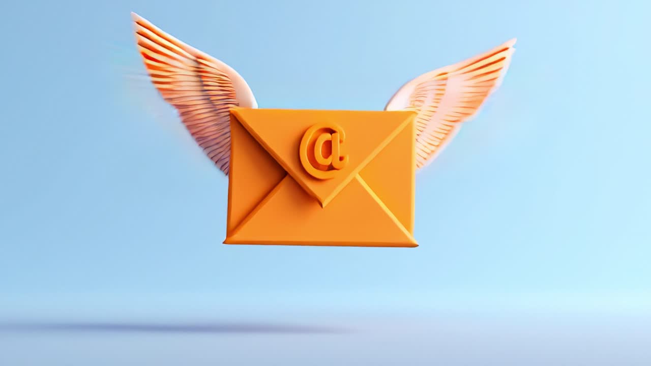 A Vibrant Orange Envelope with Wings Soaring Through the Air, Symbolizing the Swift Nature of Digital Communication and the Evolution of Email in a Modern World