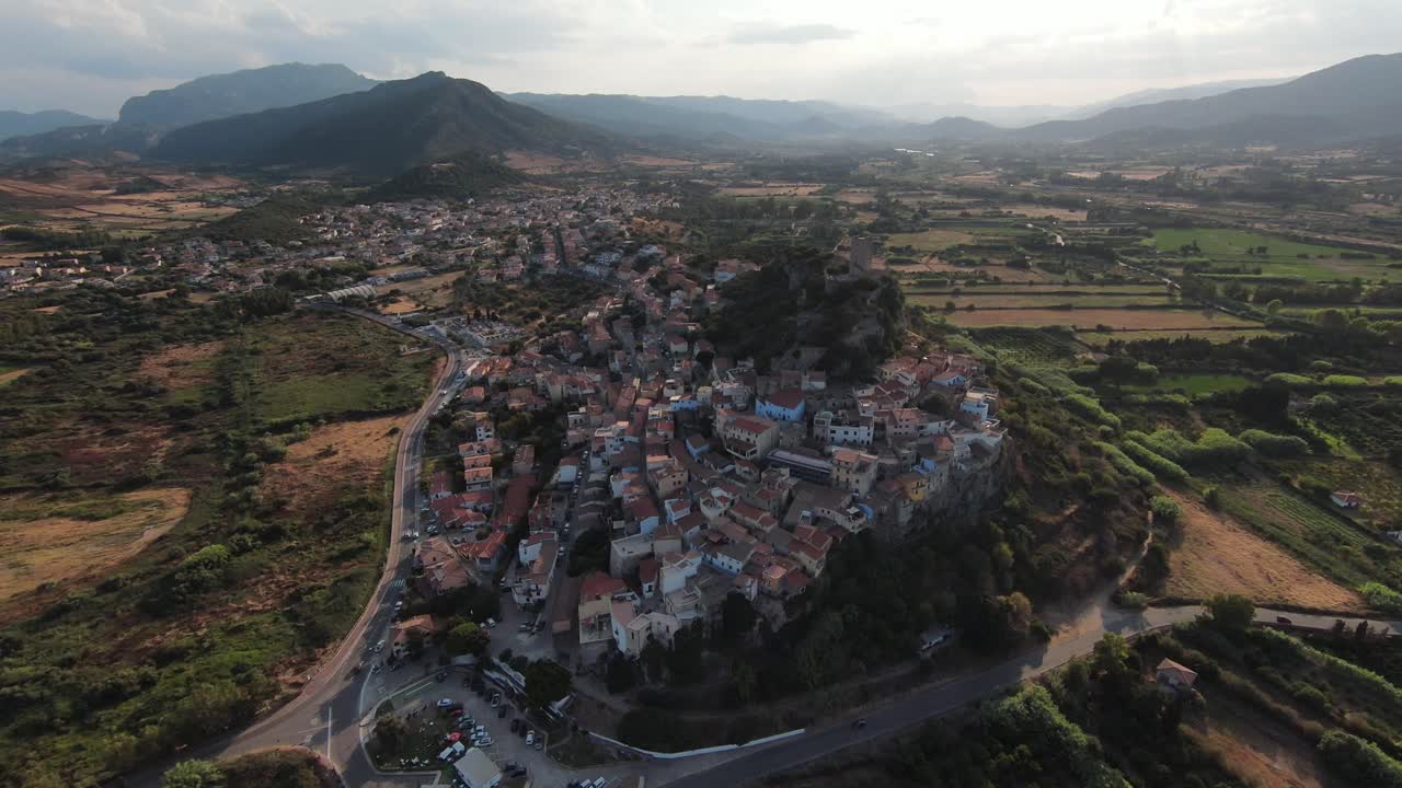 Ancient city on a hill, pan right