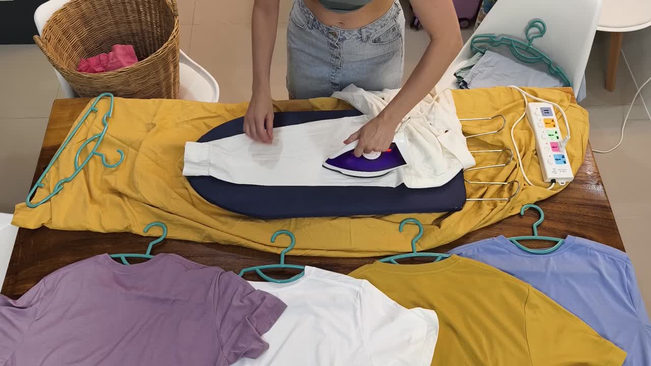 Ironing clothes at home