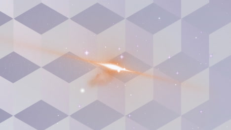 digital animation of abstract 3d shapes on grey background against shining stars in space