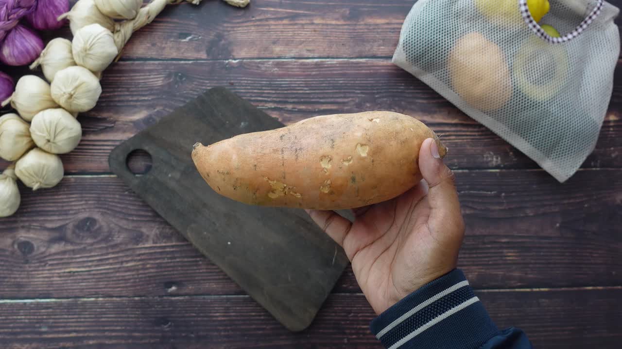 Sweet Potato on a Wooden Table