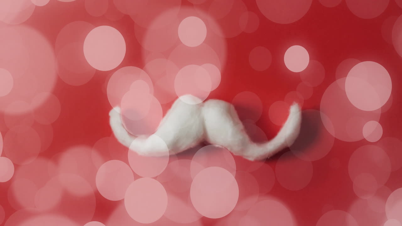White mustache on red background with bokeh lights animation
