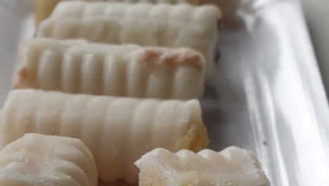 close-up of marzipan sweets on a plate