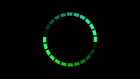 animación de iconos de barras coloridas que están dispuestos uno alrededor del otro en un círculo sobre un fondo negro. indicador para el progreso de carga. bucle sin costuras. fondo animado de video.