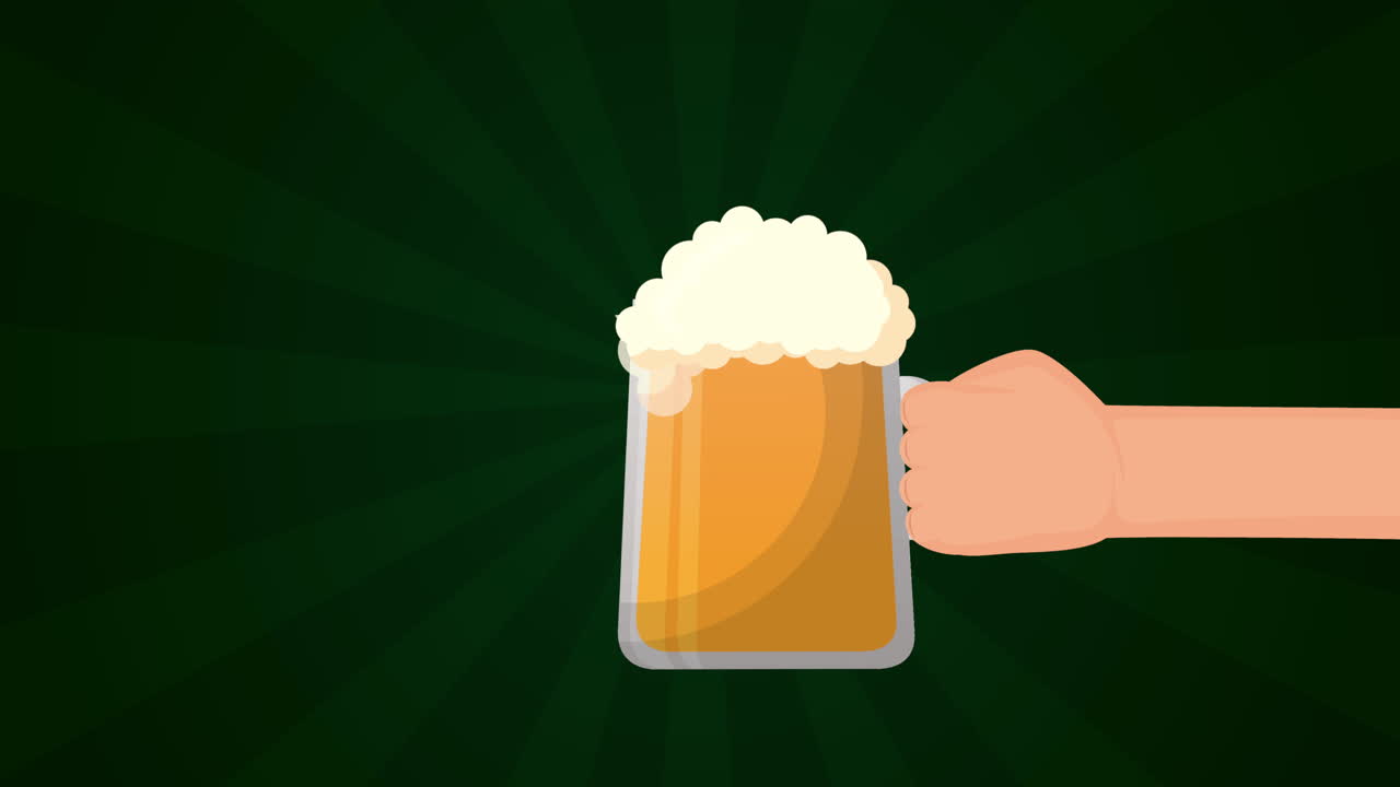 tarjeta animada del día de san patricio con bebida de cerveza