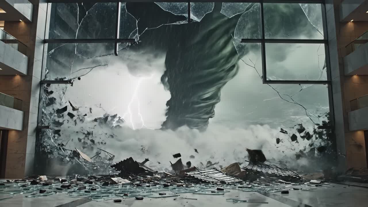 Tornado Destruction in Building