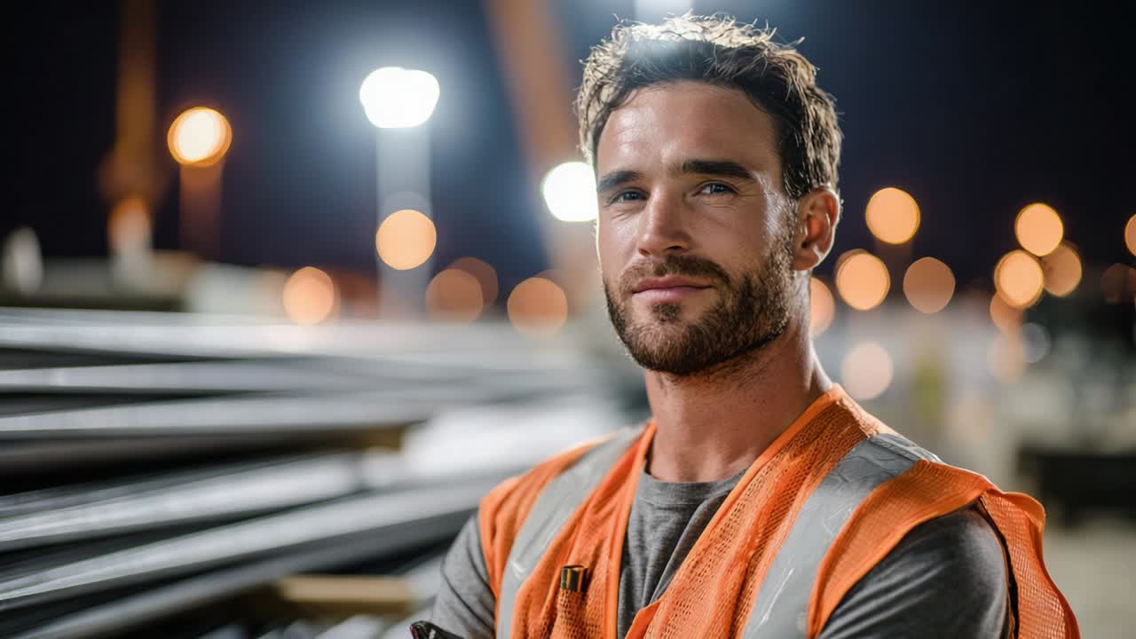 Construction Worker at Night