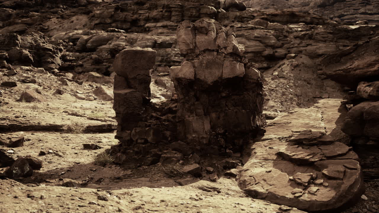 Rock formation in a desert landscape reveals unique geological features