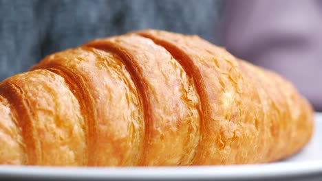 close-up of a delicious golden brown croissant