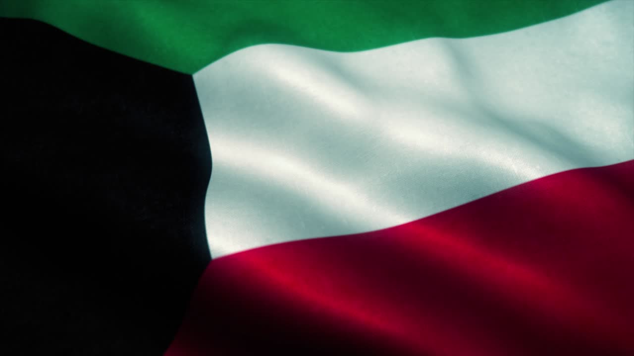 bandera del estado de kuwait ondeando en el viento. bandera nacional de kuwait. signo de kuwait animación de bucle sin costuras. 4k