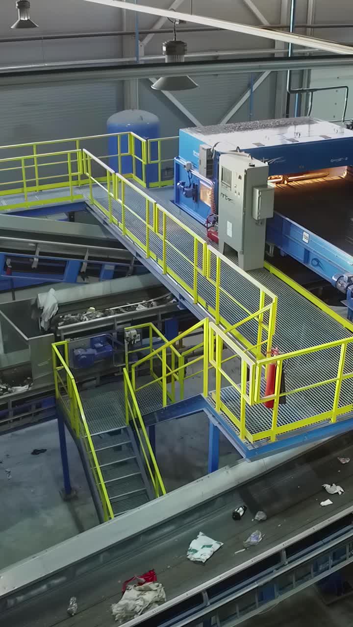 Indoor view of a recycling center, industry for the environment ...